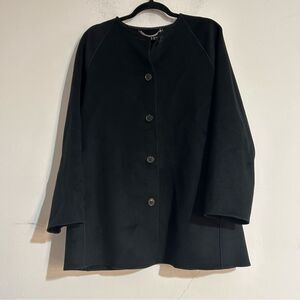 J. Crew Drapey Wool Blend Coat in Black Size Small Classic Minimal Timeless
